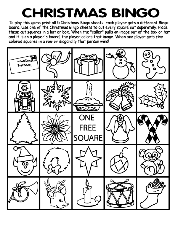 Christmas Bingo Board No.3 Coloring Page
